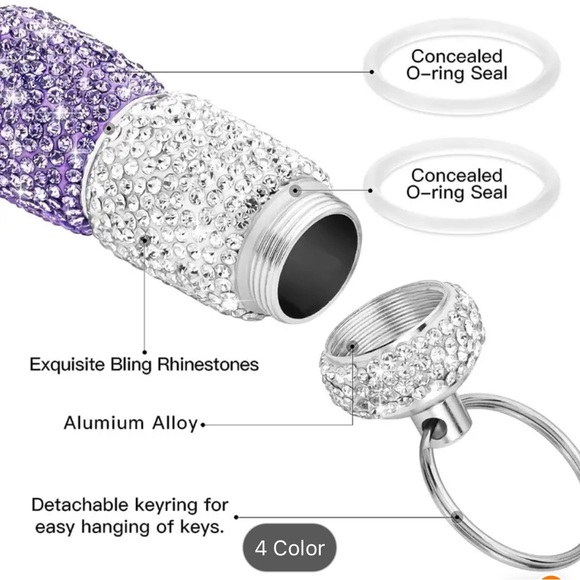 Portable Bling Keychain Pill Box 2 Compartments Small Travel Pill Case - Picture 7 of 10